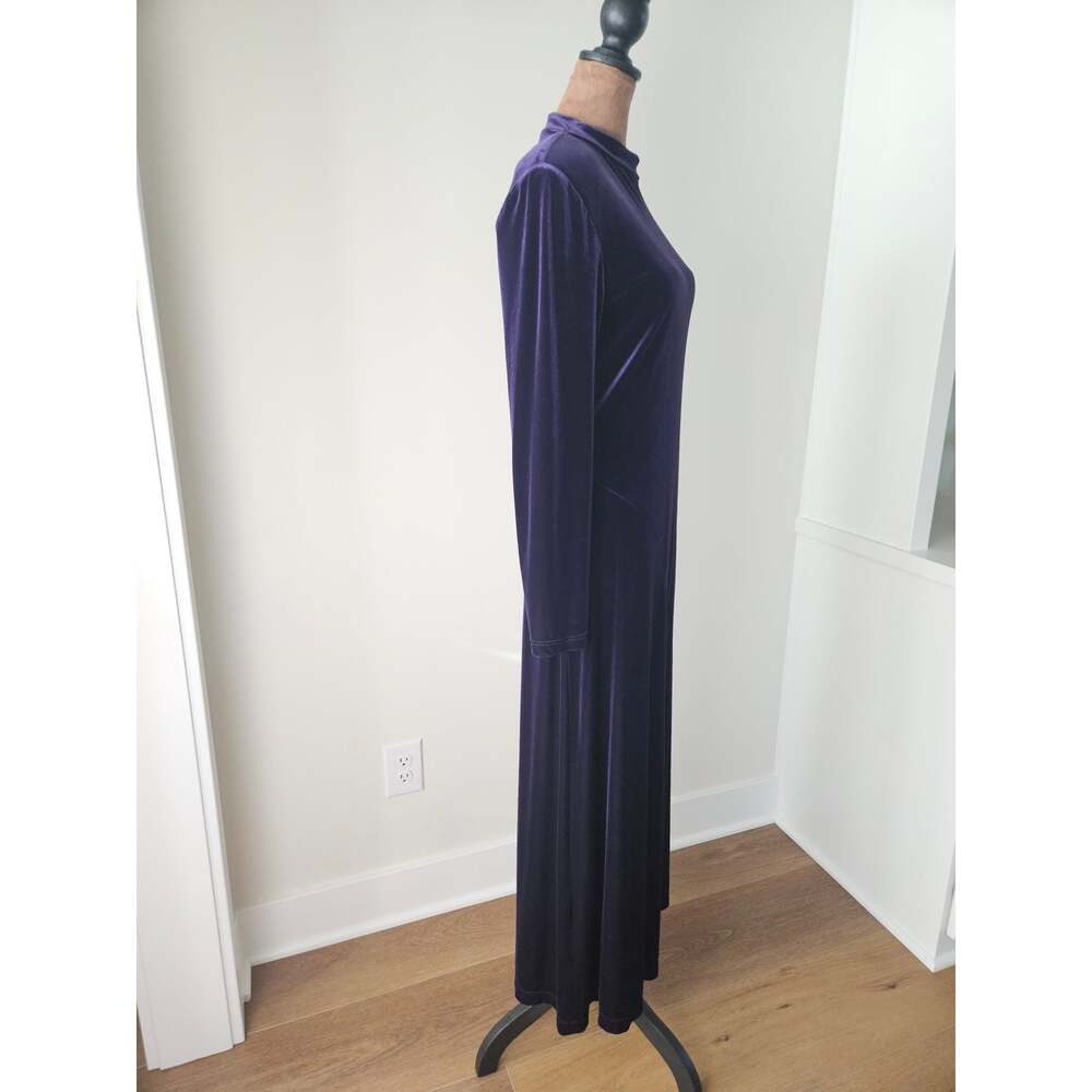 Vintage Joseph Ribkoff Purple Velvet Maxi Dress Drop Waist 80s 90s Whimsigoth M - Picture 3 of 16